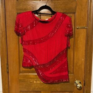Elegant Red Sequin Women's Blouse
